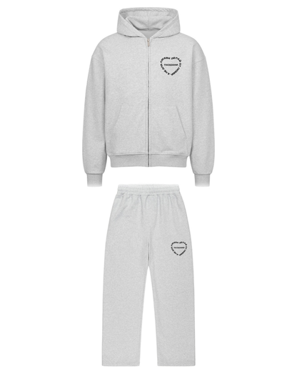 "Любовь" Statement Essential Zipper Relax Suit Grey