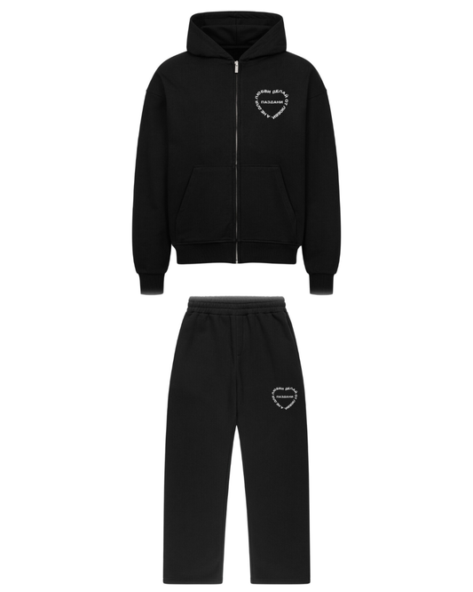 "Любовь" Statement Essential Zipper Relax Suit Black